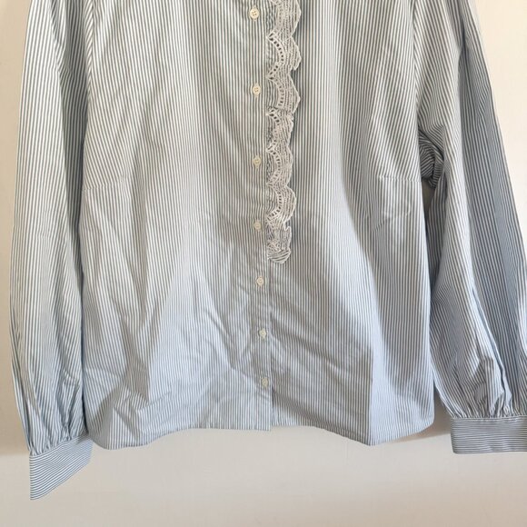 NEW Sezane Blue Stripe Ecru Chlo Shirt EU 44 / US 12 - Picture 4 of 8